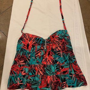 Catalina Swim Tankini Top 2X Halter Tropical